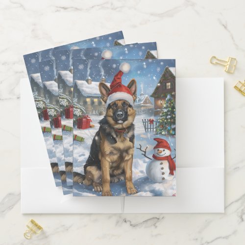 German Shepherd Winter Wonderland Christmas Joy Pocket Folder