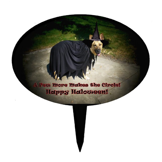 German Shepherd Witch Dog Cake Topper (Front)