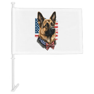 German Shepherd with American Flag
