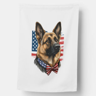 German Shepherd with American Flag
