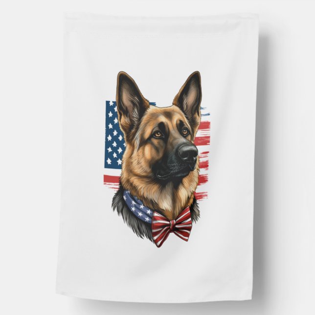 German Shepherd with American Flag  (Front)