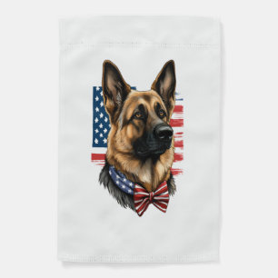 German Shepherd with American Flag