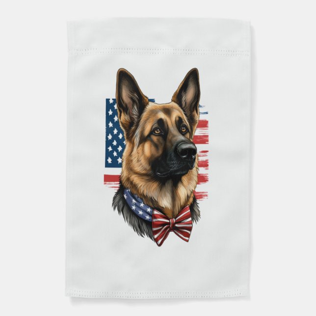 German Shepherd with American Flag  (Front)