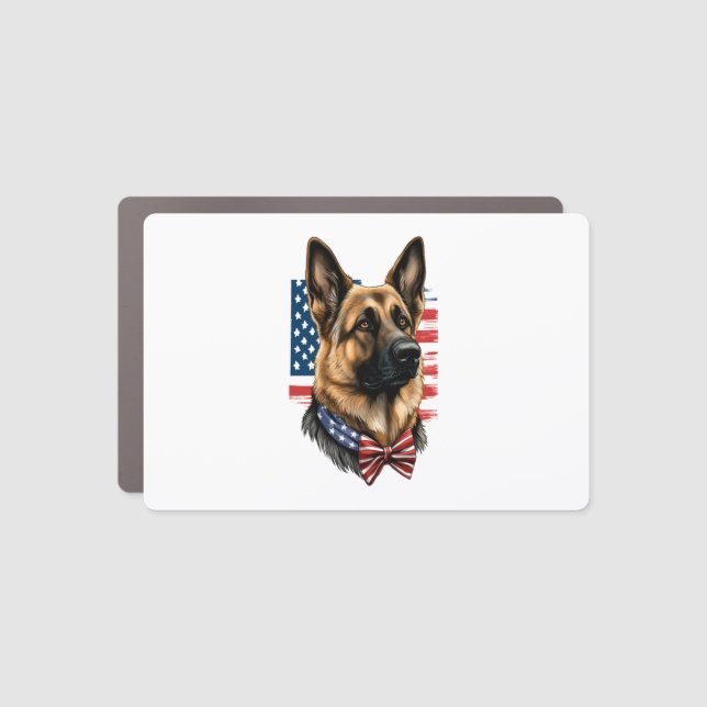 German Shepherd with American Flag  Car Magnet (Front)
