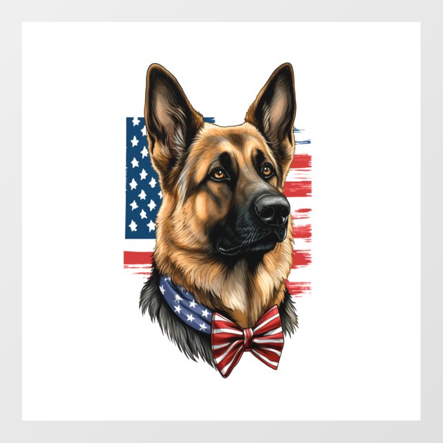 German Shepherd with American Flag  Floor Decals (Front)