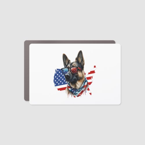 German Shepherd with American Flag I Love a Dog  Car Magnet