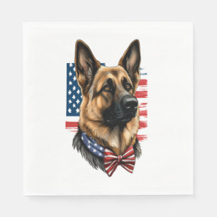 German Shepherd with American Flag Napkins