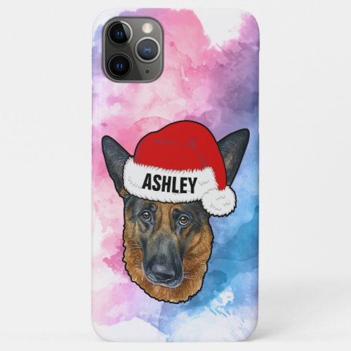 German Shepherd with Christmas Hat Holiday Dog iPhone 11 Pro Max Case