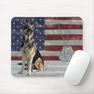 German Shepherd With Dog Tags Mouse Pad