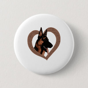 German Shepherd with Heart Shaped Word Art  Button