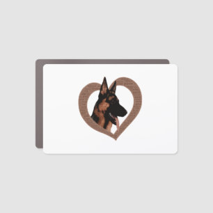 German Shepherd with Heart Shaped Word Art  Car Magnet