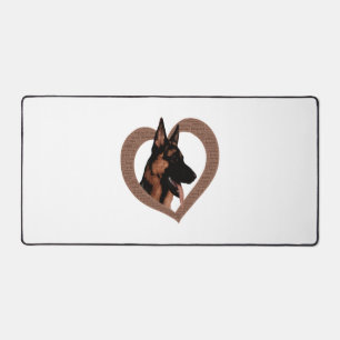 German Shepherd with Heart Shaped Word Art  Desk Mat