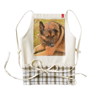 German Shepherd with One Floppy Ear Zazzle HEART Apron