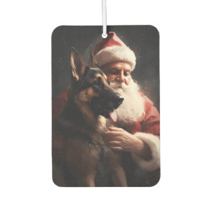German Shepherd With Santa Claus Festive Christmas Air Freshener