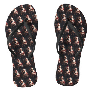 German Shepherd With Santa Claus Festive Christmas Flip Flops