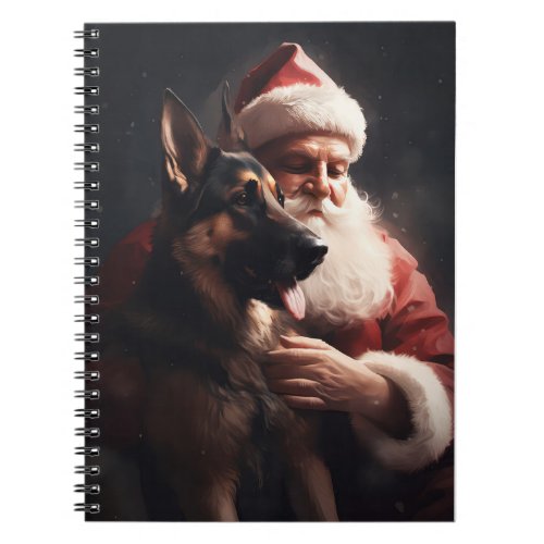 German Shepherd With Santa Claus Festive Christmas Notebook