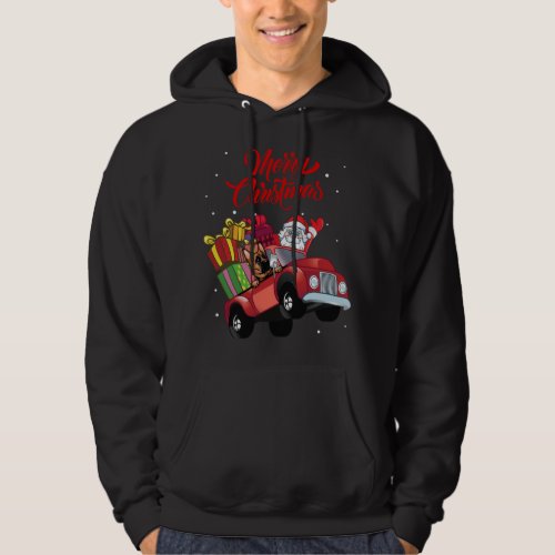 German Shepherd With Santa Claus In Red Truck Dog Hoodie