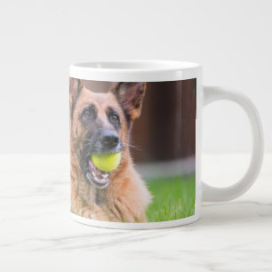 German Shepherd With Tennis Ball Giant Coffee Mug