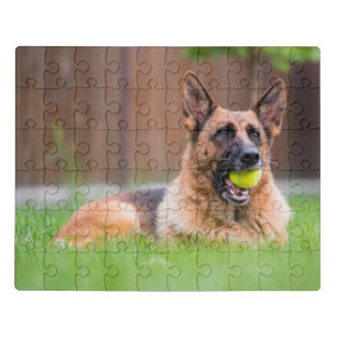 German Shepherd With Tennis Ball Jigsaw Puzzle
