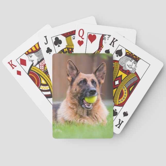 German Shepherd With Tennis Ball Poker Cards (Back)