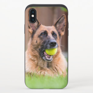 German Shepherd With Tennis Ball iPhone X Slider Case