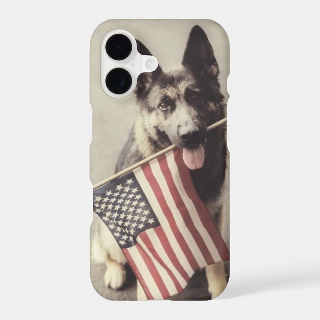 German Shepherd With US Flag Iphone Case (Back)