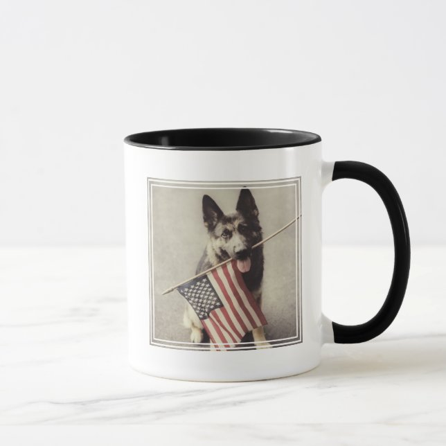German Shepherd With US Flag Mug (Right)