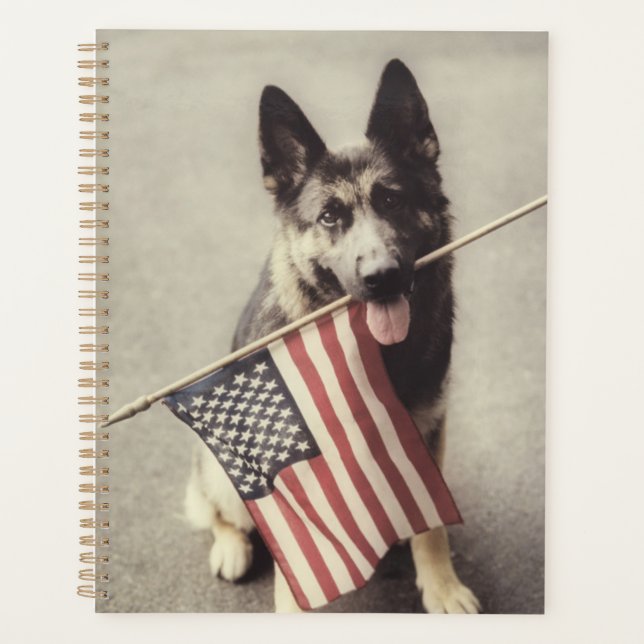 German Shepherd With US Flag Planner (Front)