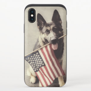 German Shepherd With US Flag iPhone X Slider Case