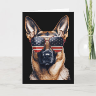 German Shepherd With Usa Flag Independence Day 4th Card