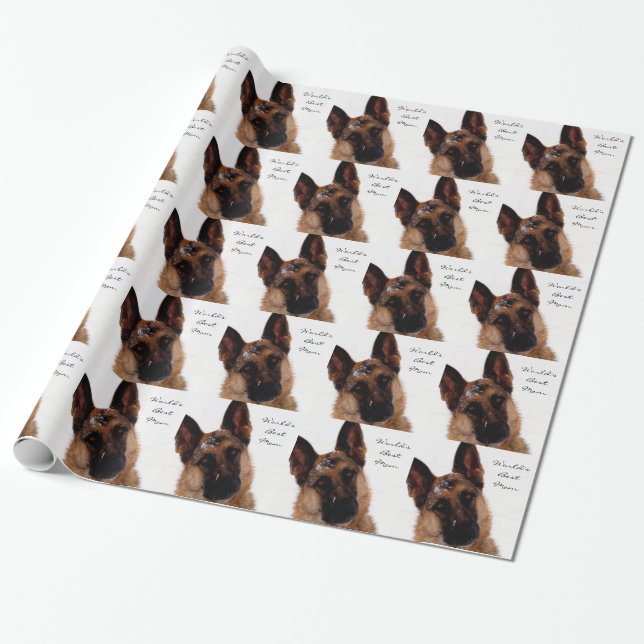 German Shepherd Wrapping Paper for Mom (Unrolled)