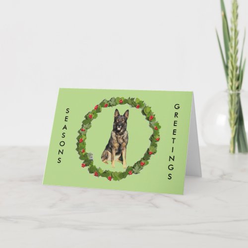 German Shepherd Wreath Holiday Card