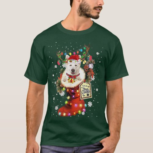 German Shepherd Xmas Boot Christmas Sock Winter Sn T_Shirt