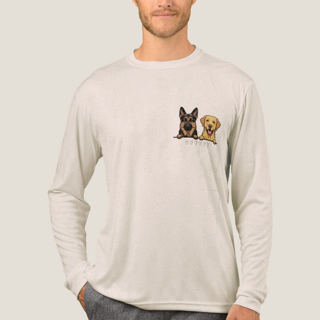 German Shepherd & Yellow Lab for dog dads Tri-Blend Shirt (Front)