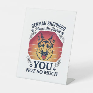 German Shepherd You Dog Retro Sunset Paws_1 Pedestal Sign