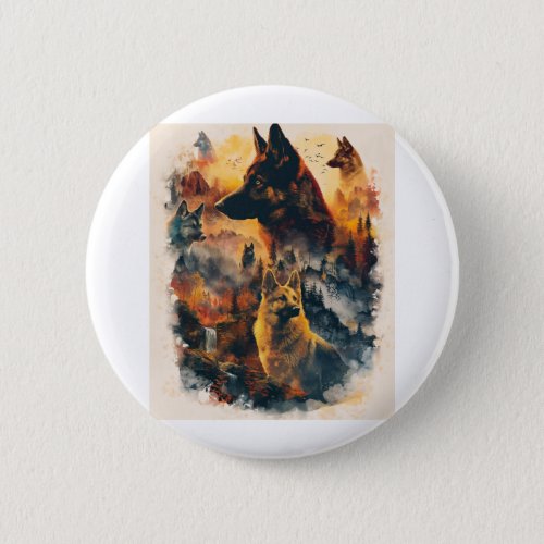 German Shepherds Across Mythical Realms Button