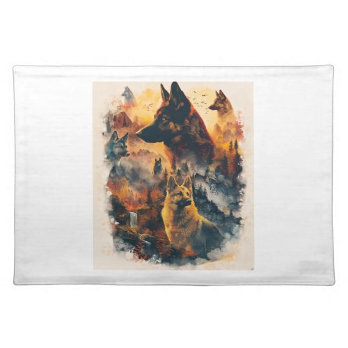 German Shepherds Across Mythical Realms Cloth Placemat