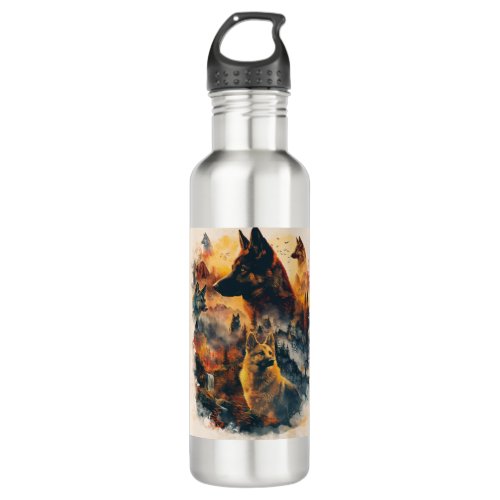 German Shepherds Across Mythical Realms Stainless Steel Water Bottle