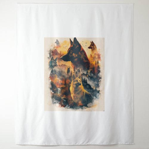 German Shepherds Across Mythical Realms Tapestry