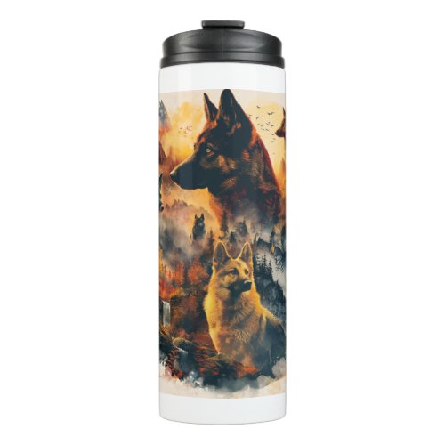 German Shepherds Across Mythical Realms Thermal Tumbler