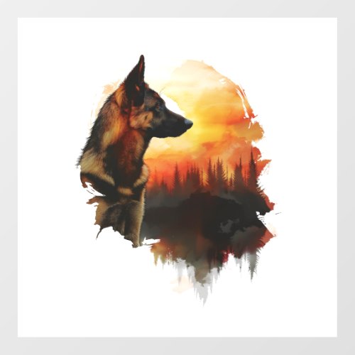 German Shepherds Against a Vivid Sunset Wall Decal