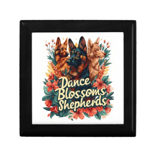 German Shepherds Amid Blossoming Gardens Gift Box