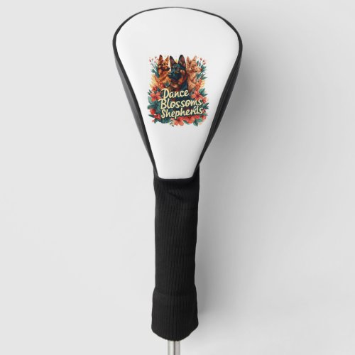 German Shepherds Amid Blossoming Gardens Golf Head Cover