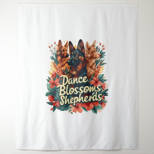 German Shepherds Amid Blossoming Gardens Tapestry