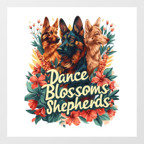 German Shepherds Amid Blossoming Gardens Wall Decal