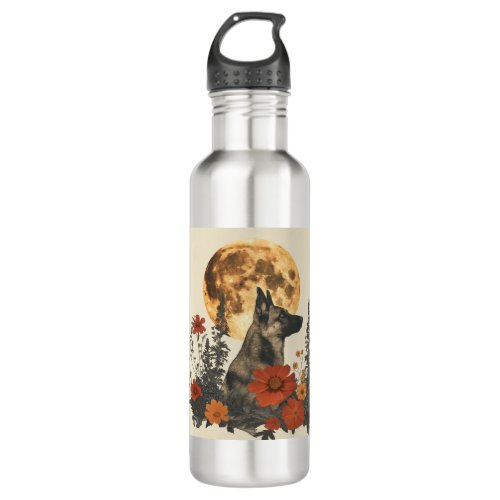 German Shepherds Amidst Blossoming Moons Stainless Steel Water Bottle