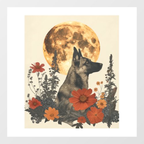 German Shepherds Amidst Blossoming Moons Wall Decal