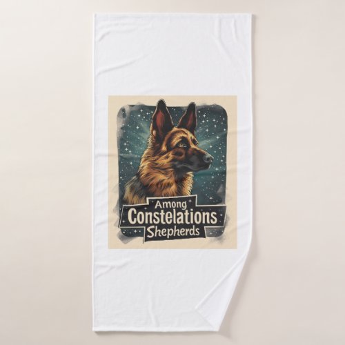 German Shepherds Amongst Constellations Bath Towel