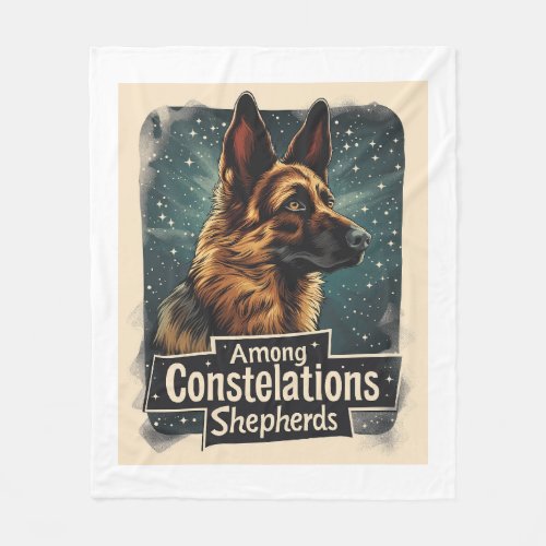 German Shepherds Amongst Constellations Fleece Blanket