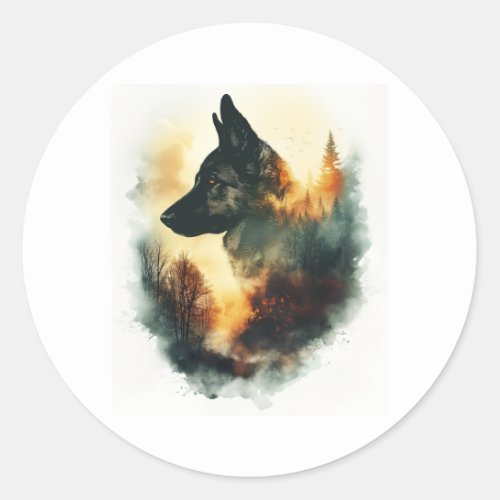 German Shepherds as Ghostly Guides Classic Round Sticker